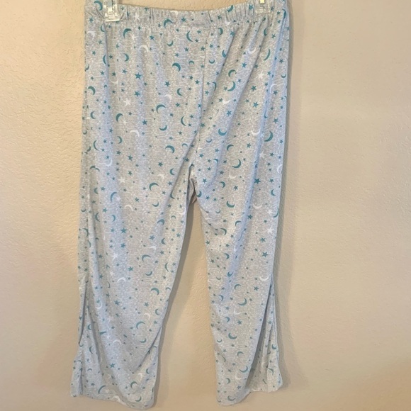 NWT Pajama Pants Large (Girls) Totally Pink Grey w/ Teal and White Moons Stars - Picture 5 of 10